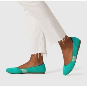 Rothys Womens Size 9 Teal Knit Ballet‎ Flats With Removable Insoles